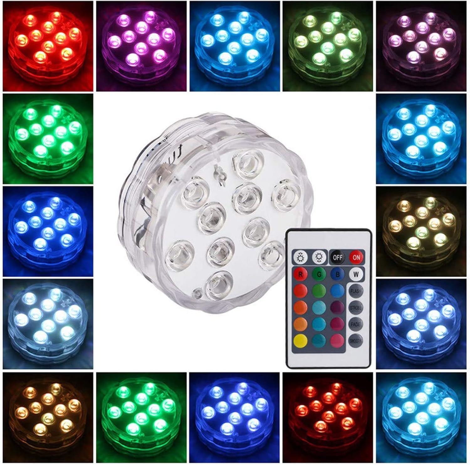 Luces LED Sumergibles RGB con Control Remoto – 16 Colores Vibrantes - Image 3