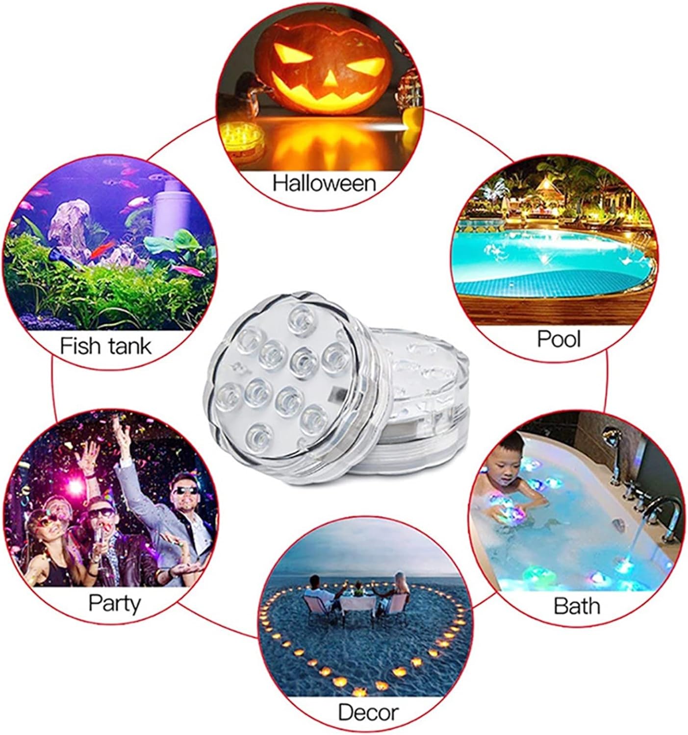 Luces LED Sumergibles RGB con Control Remoto – 16 Colores Vibrantes - Image 2