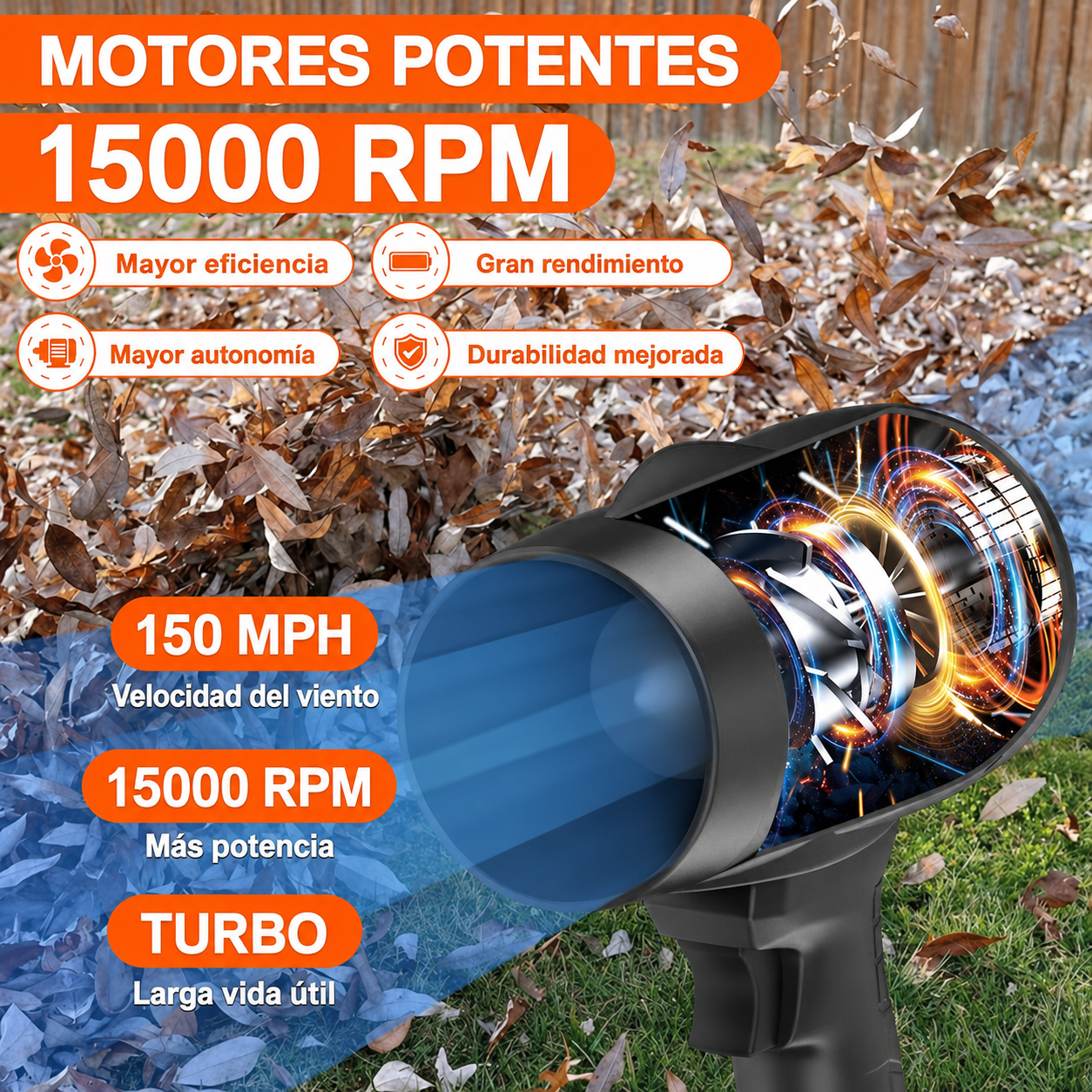 Soplador de Aire Turbo Profesional de 130.000 RPM | Incluye 2 Baterías - Image 8